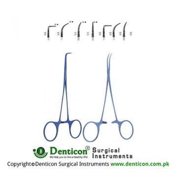 Halstead Posquito Forcep Very delicate Serrated jaws  0.6mm tips Straight,12.5cm 0.6mm tips,Slightly curved,12.5cm 0.6mm tips, 0.6cm tips,Straight,0.6mm tip width 1 x 2teeth,12.5cm Slightly curved,0.6mm tip width,1 x 2teeth, angle,0.6mm tip width,12.5cm